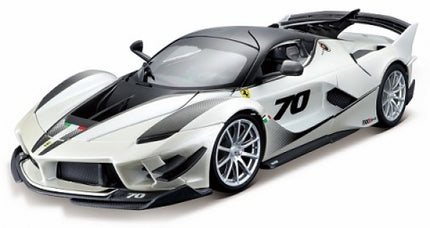1:18 scale white Ferrari diecast model car with black accents and number 70 on the side