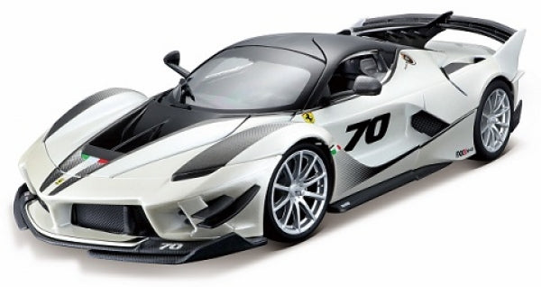 1:18 scale white Ferrari diecast model car with black accents and number 70 on the side