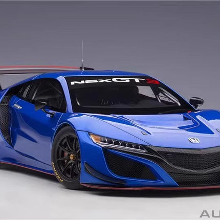 AutoArt Honda NSX GT3 2018 Blue 1:18 Diecast Model Car - studio product photo of the scale model
