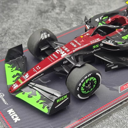 Kilo NZG Alfa Romeo F1 C43 Zhou Guanyu Belgium GP Red 1:18 Diecast Model Car - scale model for display