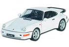 White diecast Porsche 911 Turbo 1:18 scale model car with rear spoiler and black interior