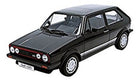 1:18 scale black diecast Volkswagen Golf GTI model car with detailed exterior design