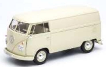 1:18 scale diecast classic van model in cream color, detailed windows and wheels