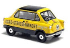 Yellow and black diecast ADAC Strassenwacht model car, 1:18 scale, classic microcar design