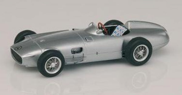 Silver 1:18 scale diecast model of a classic vintage race car with wire wheels