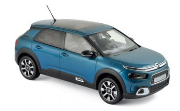 1:18 scale blue diecast Citroen model car with detailed exterior and black roof