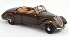 1:18 scale diecast vintage brown convertible model car with tan interior, classic design