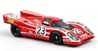 Red Porsche 917 race car diecast model with number 23, 1:18 scale, detailed decals