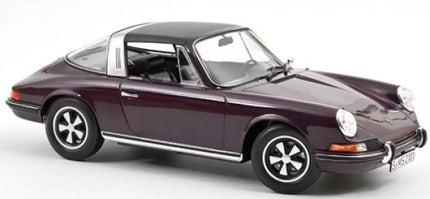 1:18 scale diecast model of a classic Porsche 911 Targa in dark purple with detailed interior