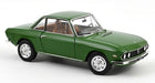 Green classic diecast model car with tan interior, 1:18 scale, on white background