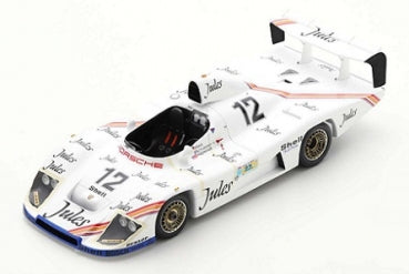 1:18 scale white Porsche race car model with number 12, detailed sponsor decals, rear wing
