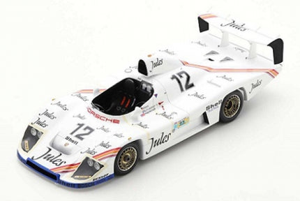 1:18 scale white Porsche race car model with number 12, detailed sponsor decals, large rear wing