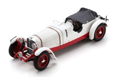 1:18 scale diecast vintage white and red roadster model car with covered cockpit