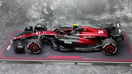 Kilo NZG Alfa Romeo F1 C43 #24 Zhou Guanyu Australia GP 1:18 Diecast Model Car - studio product photo of the scale model