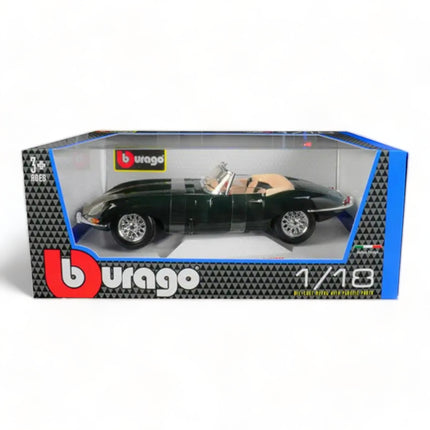 Bburago 1961 Jaguar E-Type Convertible 1:18 Diecast Model Car Green - collectible scale model car
