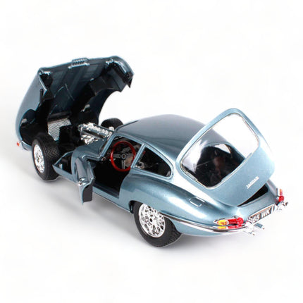 Bburago 1:18 1961 Jaguar E Type Coupe Blue Metallic Diecast Model Car - collectible scale model car