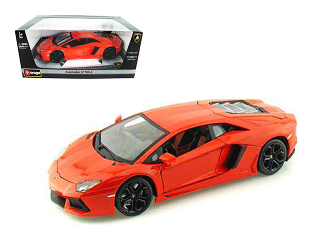 1/18 Diecast 2012 Lamborghini Aventador LP700-4 Orange Bburago Scale Model Car - detailed collector display model