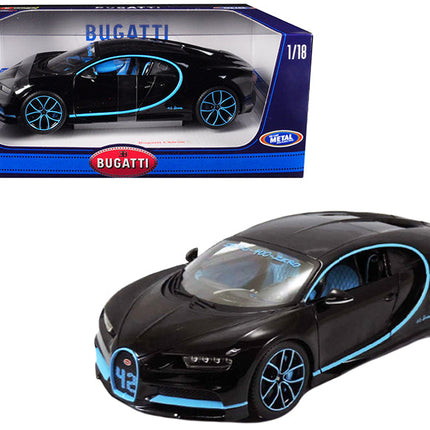 Bburago 1/18 Bugatti Chiron 42 Black Limited Edition Diecast Model Car - detailed collector display model