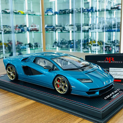 MR Collection 1:18 Lamborghini Countach LPi 800-4 Resin Model Blue Uranus - detailed collector display model