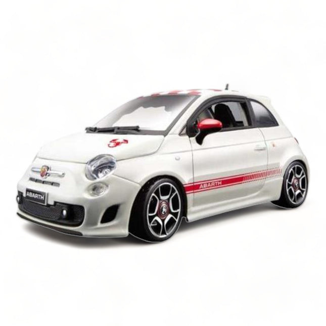 1/18 Diecast Abarth 500 White Bburago Scale Model Car - detailed collector display model