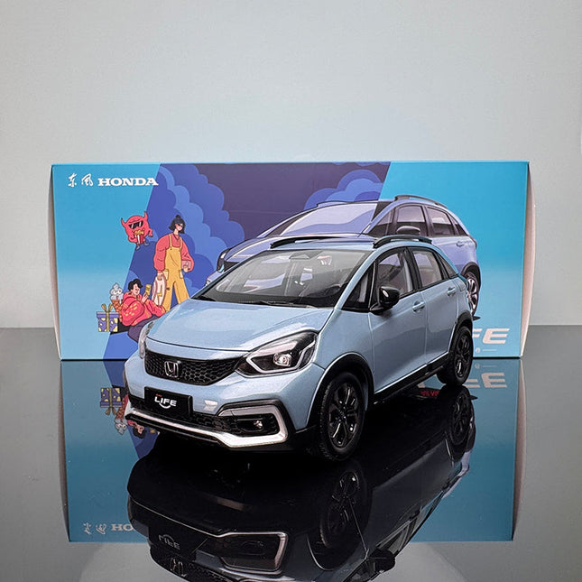 YX Car Model Honda LIFE Blue 1:18 Diecast Model Car - studio product photo of the scale model