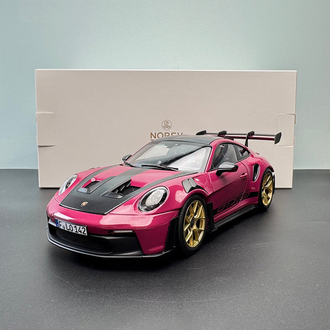 Norev Porsche 911 GT3 RS Rose Red 1:18 Diecast Model Car - studio product photo of the scale model