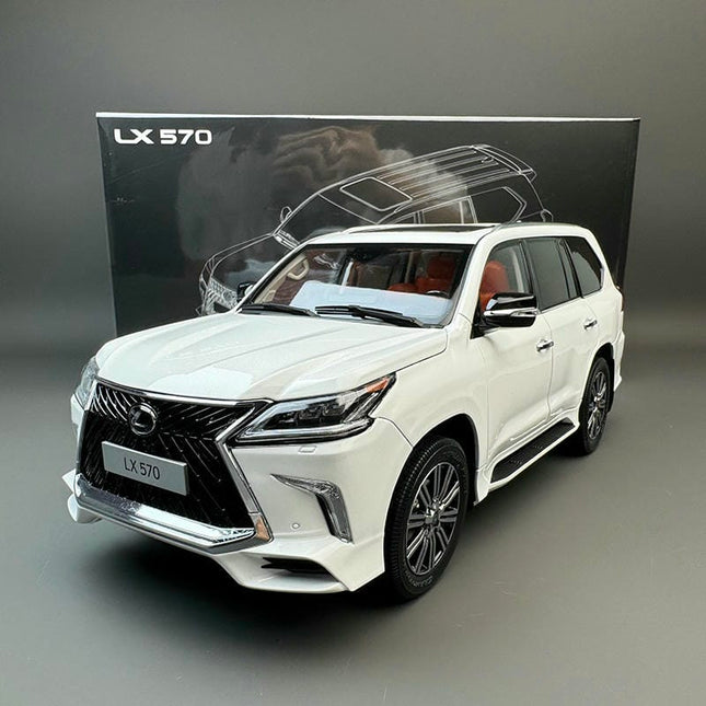 LCD Model Lexus LX570 White 1:18 Diecast Model Car - studio product photo of the scale model