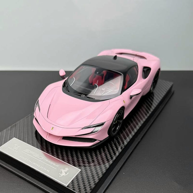 Vehicle Art SF90 Pink Limited Edition 1:18 Resin Model Car - detailed collector display model