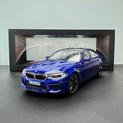 Norev BMW M5 F90 M Power Alpine Blue 1:18 Diecast Model Car - studio product photo of the scale model