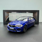 Norev BMW M5 F90 M Power Alpine Blue 1:18 Diecast Model Car - studio product photo of the scale model