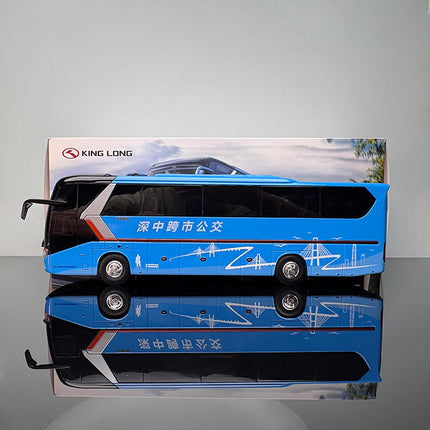 King Long Longwei II Bus Deep Blue 1:38 Diecast Model Bus - studio product photo of the scale model