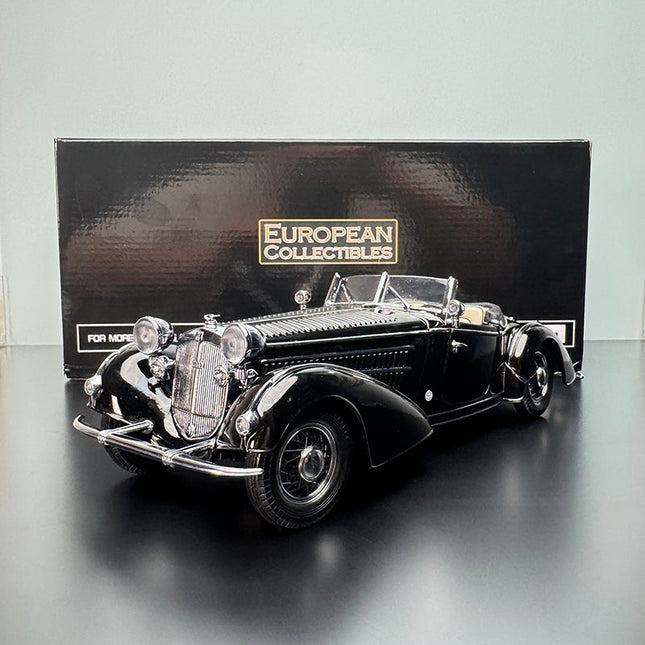 Sun Star 1939 Horch 855 Special Roadster Black 1:18 Diecast Model Car - detailed collector display model