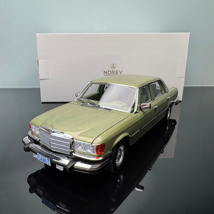Norev Mercedes-Benz 450SEL Light Green 1:18 Diecast Model Car - studio product photo of the scale model