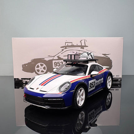 Minichamps Porsche 911 Dakar Blue and White 1:18 Diecast Model Car - detailed collector display model