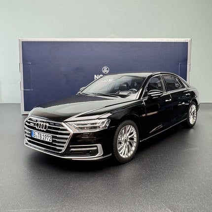 Norev Audi A8L 2017 Black 1:18 Diecast Model Car - studio product photo of the scale model