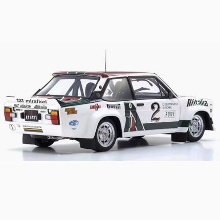 Kyosho Fiat 131 Abarth Racing Blue White Rally Livery 1:18 Diecast Model Car - collectible scale model car