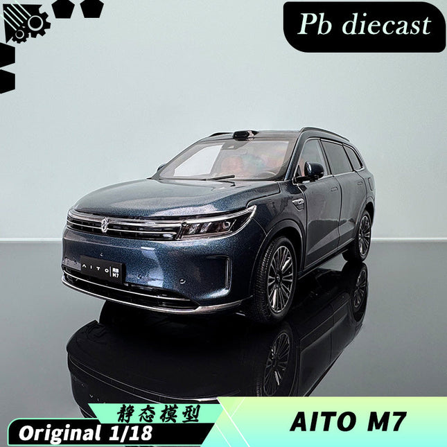 YX Car Model AITO M7 Blue Interactive 1:18 Diecast Model Car - detailed collector display model