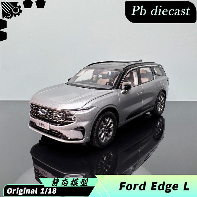 YX Car Model Changan Ford Edge L 2023 Gray 1:18 Diecast Model Car - detailed collector display model