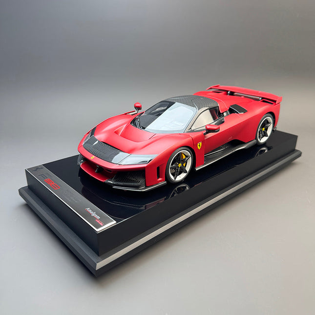 Amalgam Ferrari F80 Matte Red 1:18 Diecast Model Car - studio product photo of the scale model