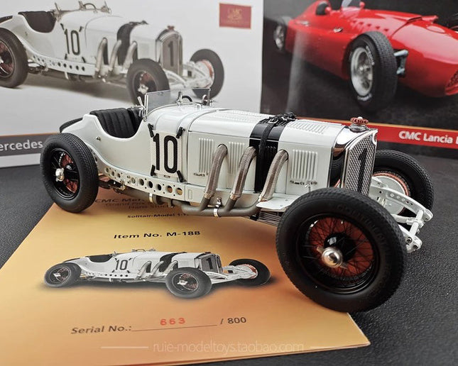 CMC Mercedes-Benz SSKL 1931 White Elephant No.10 1:18 Diecast Model Car - studio product photo of the scale model