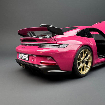 Norev Porsche 911 GT3 Rose Red 1:18 Diecast Model Car - detailed studio model shot