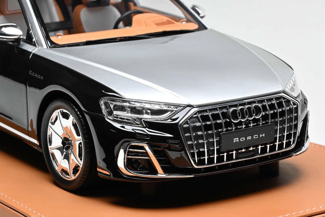 Vehicle Art Audi A8L Horch Black-Silver 1:18 Resin Model Car - detailed collector display model