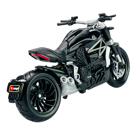 Black Ducati diecast motorcycle model 1:18 scale, detailed rear and side view