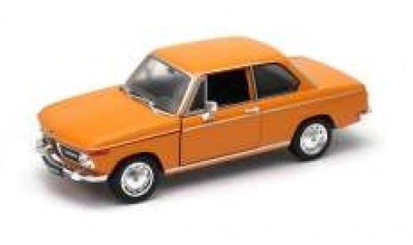1:18 scale orange vintage diecast model car with chrome details on white background