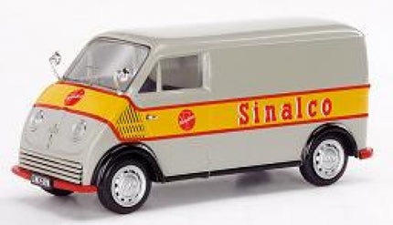 1:18 scale diecast model of a vintage Sinalco delivery van in gray and yellow with red logo