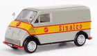 1:18 scale diecast model of a vintage Sinalco delivery van in gray and yellow with red logo
