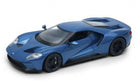Blue diecast model sports car in 1:18 scale with detailed black wheels and sleek design