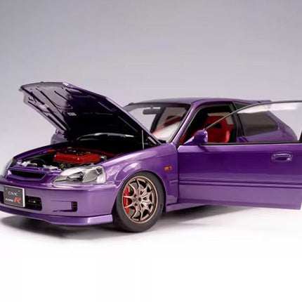 MH Honda Civic EK9 Purple 1:18 Diecast Model Car - studio product photo of the scale model