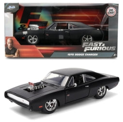 1:24 scale diecast 1970 Dodge Charger model car, black, Fast & Furious packaging