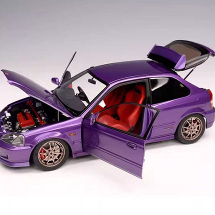 MH Honda Civic EK9 Purple 1:18 Diecast Model Car - collectible scale model car